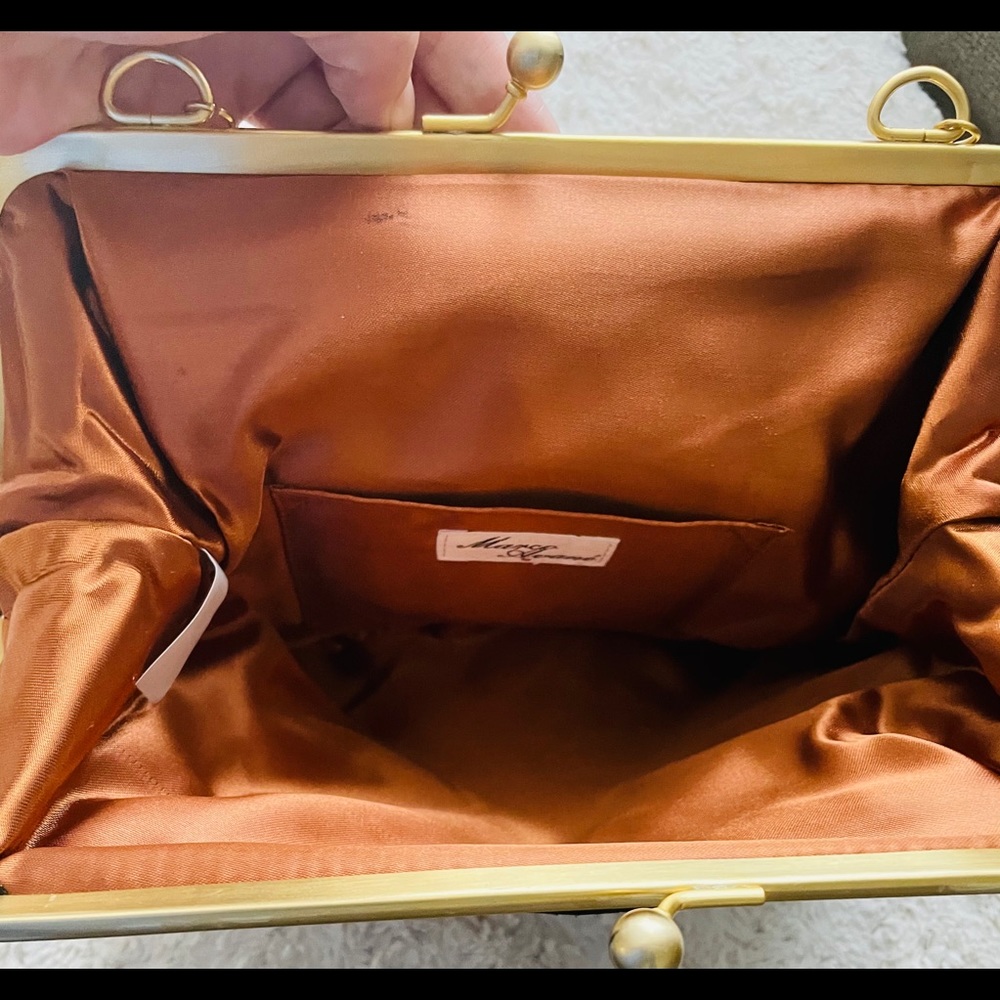 Vintage Black embroidered w/ flowers & beads purse - Picture 3 of 3